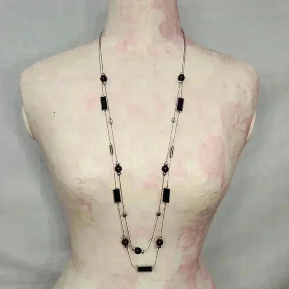 New York and Company Double Strand Long Fashion Necklace - Picture 1 of 4